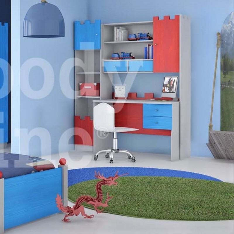 Ολοκληρωμένο ΣΕΤ παιδικού δωματίου με κουκέτα, γραφείο, βιβλιοθήκη και καρέκλα ΚΑΣΤΡΟ 3 