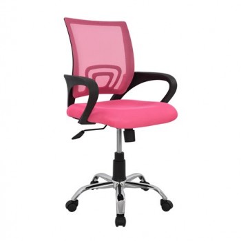 Καρέκλα γραφείου πόδι χρωμίου με ανάκληση BRISTONE - Ροζ