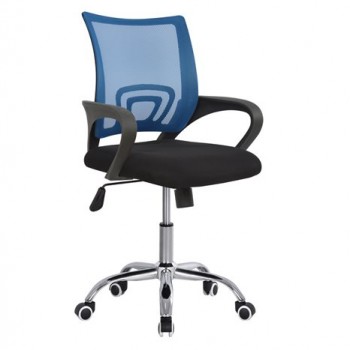 Καρέκλα γραφείου πόδι χρωμίου με ανάκληση BRISTONE - Μπλε