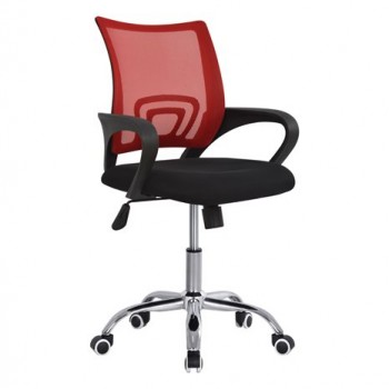 Καρέκλα γραφείου πόδι χρωμίου με ανάκληση BRISTONE - Κόκκινη