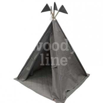 Children's tent with gray flags