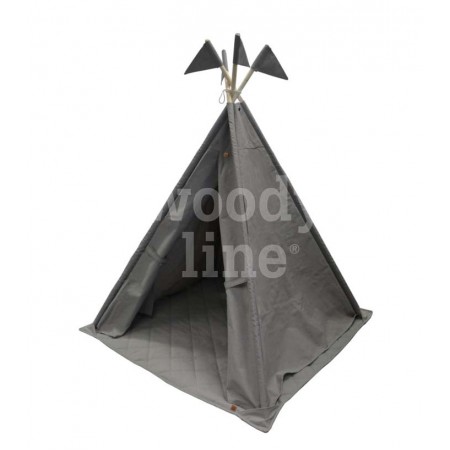 Children's tent with gray flags